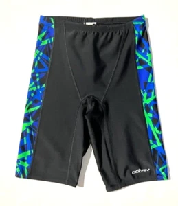 New DOLFIN Mens Performance Swim suit Jammer Blk Blue Grn Swimwear sz 28 Dolphin - Picture 1 of 11