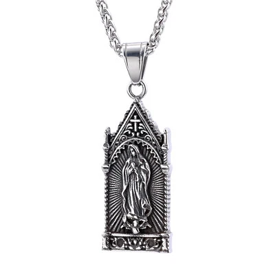 Collar Virgen María Acero Inoxidable Dama de Guadalupe Colgante Joyería Santa Foto 1 de 4