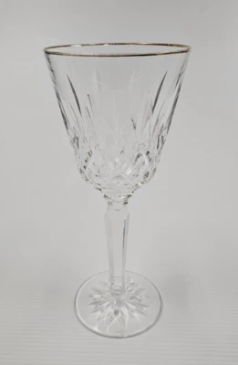 Waterford Crystal Golden Lismore 7 3/8" Tall Wine Glass Gold Rim (3 AVAILABLE) - Image 1 of 4