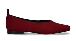 Ballerine donna vegane scarpe da ballo con tacco piatto effetto camoscio rosso - Foto 1 di 7