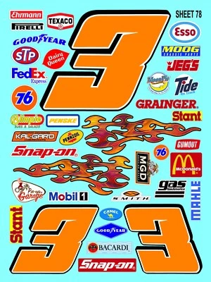 WHITE VINYL Sticker Racing FLAMES SHEET 78-R/C MODEL Die-cut -Decals 1/12-1/10 - Image 1 of 4