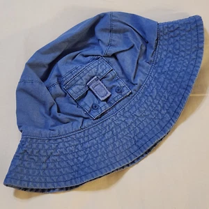 Baby Gap Bucket Hat Baby Navy Size 12-18 Month Lined Strap Pocket Vintage - Picture 1 of 7