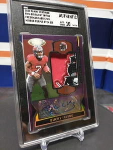 2024 Certified Freshman Fabric Bucky Irving 5/5 Buccaneers Patch Logo Auto RPA🔥 - Picture 1 of 10