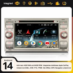 Android 14 DAB+ Autoradio Ford Focus Transit Galaxy S/C-Max Kuga Fiesta Navi DVD - Bild 1 von 24