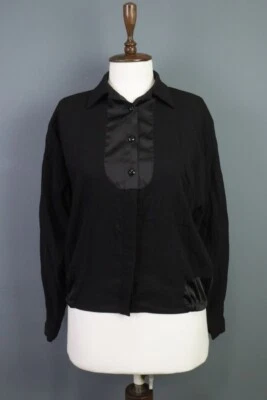 SAVE THE QUEEN Blouse Shirt Black Henley Top Size L - Image 1 of 4