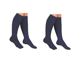 2 Pair Lg/XL Navy Graduated Compression Socks Support Stockings Men's Women's - Picture 1 of 8