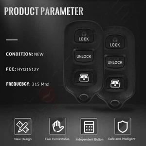 2 Remote Car Key Fob for Toyota 4Runner 2002 2003 2004 2005 2006-2009 Buttons - Picture 1 of 6
