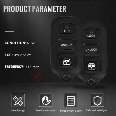 2 Remote Car Key Fob for Toyota 4Runner 2002 2003 2004 2005 2006-2009 Buttons - Image 1 of 4