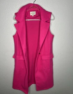 Haute Monde pink wool look double breasted gold button sleeveless coat vest - Picture 1 of 6