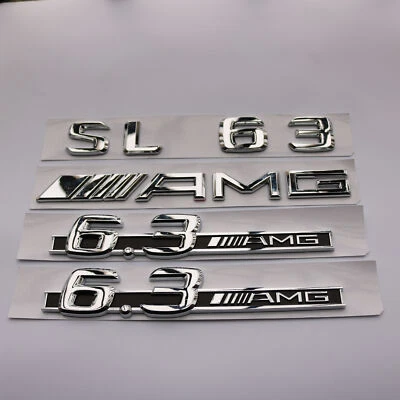 4x SL63 + AMG + 6,3 AMG letras maletero emblema insignia pegatina para Mercedes Benz 2018 Foto 1 de 4