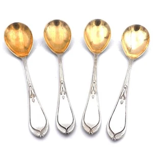 Koch & Bergfeld Bremer Lilie 4 Silber Eislöffel Dessertlöffel 800 Silber um 1910 - Picture 1 of 3