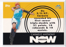 2007 Topps Generation Now Carmelo Anthony #GN2 Nuggets