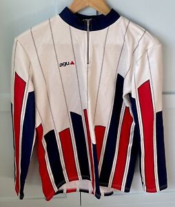 AGU Retro Vintage Cycling Cycle Jersey Men’s Quarter Zip Long Sleeved Size 5 XL