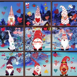 74PC Valentine'S Day Window Cling,Heart Gnome Window Sticker Decals for Wedding - Picture 1 of 3