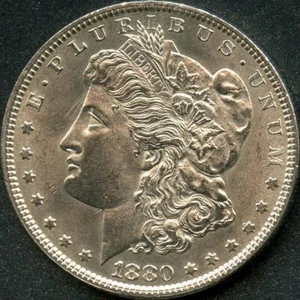1880 (CHBU) $1 MORGAN SILVER DOLLAR - Picture 1 of 2