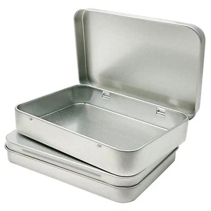 2 Pcs Metal Hinged Tin Box Container Mini Portable Small Storage Container Kit T - Picture 1 of 6