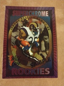 Tarjeta de novato Jerome Bettis Wild Card 1993 supercromada NFL muestra RC #P5 RAMS - Imagen 1 de 2