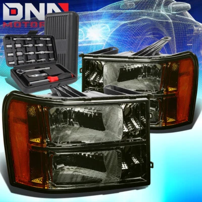 ДЛЯ 2007-2013 GMC SIERRA 1500 2500/3500HD ДЫМЧАТЫЙ ЯНТАРЬ БОКОВАЯ ФАРА ЛАМПА + ИНСТРУМЕНТЫ - Изображение 1 из 4