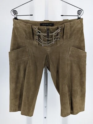 Barbara Bui Resort 2012 Brown Lamb Leather Suede Lace-up Bohemian Shorts 36 30" - Image 1 of 4