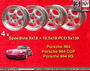4 cerchi Speedline 8x18 ET55 + 10x18 ET61 Porsche 964, 964 CUP, 964 RS wheels - Foto 1 di 24