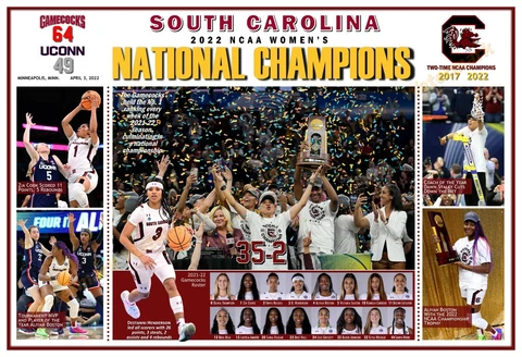SOUTH CAROLINA WINS 2022 NCAA WOMEN’S BASKETBALL CHAMPIONSHIP 19”x13” POSTER Cover
