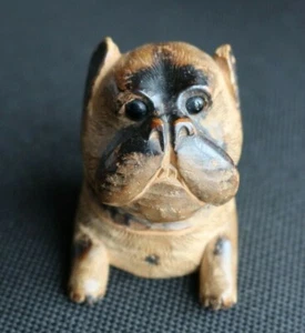 RAR Antik - Tintenfass aus Holz - Hund Boxer/Dogge um 1920 für den Schreibtisch - Bild 1 von 10