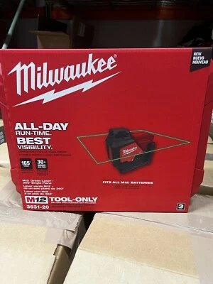 Brand New Milwaukee 3631-20 M12 360 Degree Green Beam Single Plane Laser Tool - Image 1 of 3