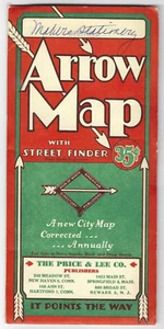 Westfield MA Arrow Straßenkarte Straßenfinder Price & Lee 35 Cent um 1930 - Bild 1 von 2