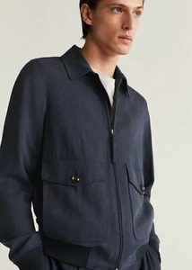 Nueva con etiquetas Chaqueta de lino para hombre Mango Committed Lyocell talla grande - Imagen 1 de 11