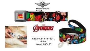 Buckle Down Dog Collar Leash Marvel Avengers Thor Ironman Spiderman Capt Americ - Picture 1 of 8