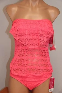NWT Hula Honey Swimsuit Bikini Tankini 2pc set Sz XS S Ging Crochet Strapless - Picture 1 of 1