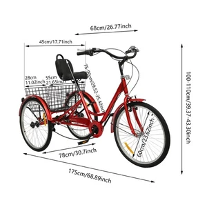 Moderne 24 Zoll Dreirad 3 Rad 7 Gang Sportfahrrad Trike Cruise mit Korb - Bild 1 von 19