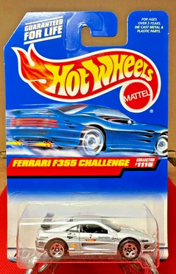Hot Wheels 1999 First Editions Ferrari F355 Challenge #1115 Silver W/licence tag - Image 1 of 4