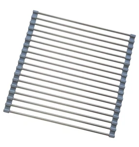 Roll Up Dish Drying Rack, Stainless Steel and Silicone Dish Drying Mat Over T... - Bild 1 von 7
