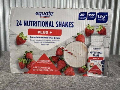 Paquete de 24 batidos nutricionales Equate Plus fresa 8 fl oz 13 g bebida proteica Foto 1 de 4