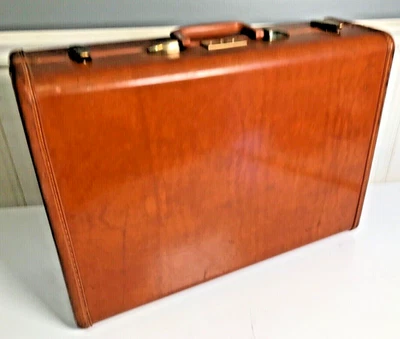 Vintage Leather Samsonite Streamlite Shwayder Bros  Brown Suitcase No Key 26" - Image 1 of 4