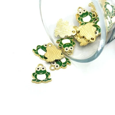 Green Sitting Frog Charms, 14x13mm - US Seller - Image 1 of 4