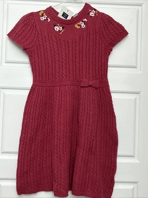 Vestido de férias Janie and Jack suéter malha bordado framboesa tamanho 10 NOVO - Imagem 1 de 4