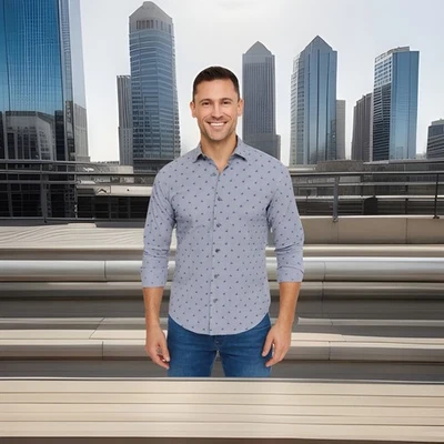 Jared Lang Men 2XL Short Sleeve Button Front Navy MSRP $220.00 - Image 1 of 4