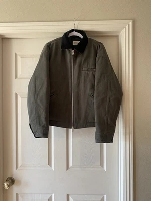 Abrigo Ronning London para hombre oliva con cuello de pana azul marino talla M Foto 1 de 4