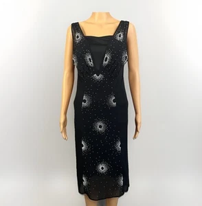 Vintage Vivienne Tam Dress Size 2 Womens Flower Beaded Black Mesh 90s Formal - Picture 1 of 7