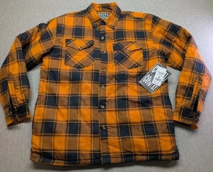 NWT Casual Country Quilt Lined Orange Flannel Button Up Shirt MEN’S SZ M - Picture 1 of 8