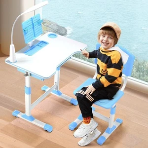 Kids Desk and Chair Set Height Adjustable Children Study Writing Table&Chair Set - Picture 1 of 25