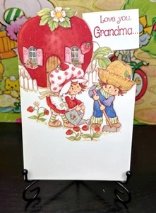 Rare Vintage Strawberry Shortcake Birthday Card American Greetings 1981 Die Cut - Picture 1 of 22