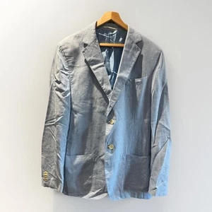 Blazer de lino Gant para hombre azul claro 42” pecho 3 bolsillos forrado mangas con botones - Imagen 1 de 16