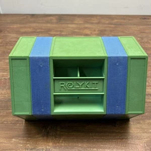 Vintage ROLYKIT Storage System Organizer Box Green & Blue Crafts Sewing ** - Picture 1 of 15