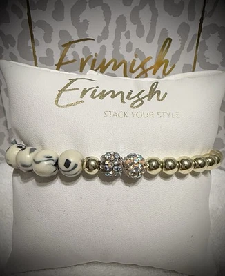 ¡NUEVO! PULSERA ERIMISH - Marfil y Oro con Bolas Brillantes Foto 1 de 4