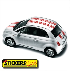 Adesivi FIAT 500 fasce a scacchi strisce a SCACCHIERA - Picture 1 of 1