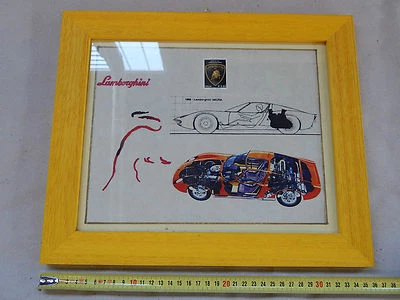 QUADRO CON FRANCOBOLLO DEDICATO A LAMBORGHINI MIURA - Immagine 1 di 4
