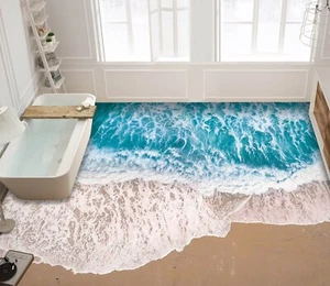 3D Strand Wellen C1877 Fußboden Wandbild Unentschied BildTapete Familie DE Amy - Bild 1 von 6